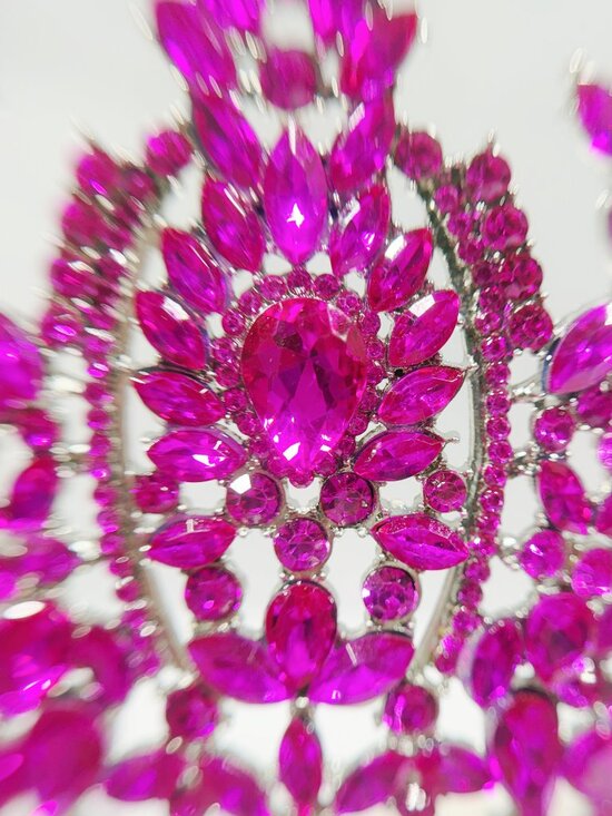 Fuchsia Rhinestone Tiara, Princess Tiara, Silver Pageant Crown, Wedding Headband main image 7